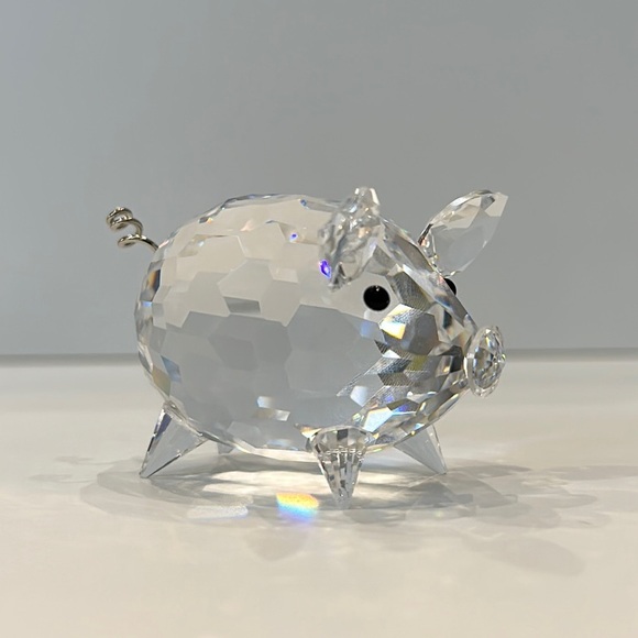 Swarovski Figurine Pig Medium Metal Tail - Picture 1 of 7